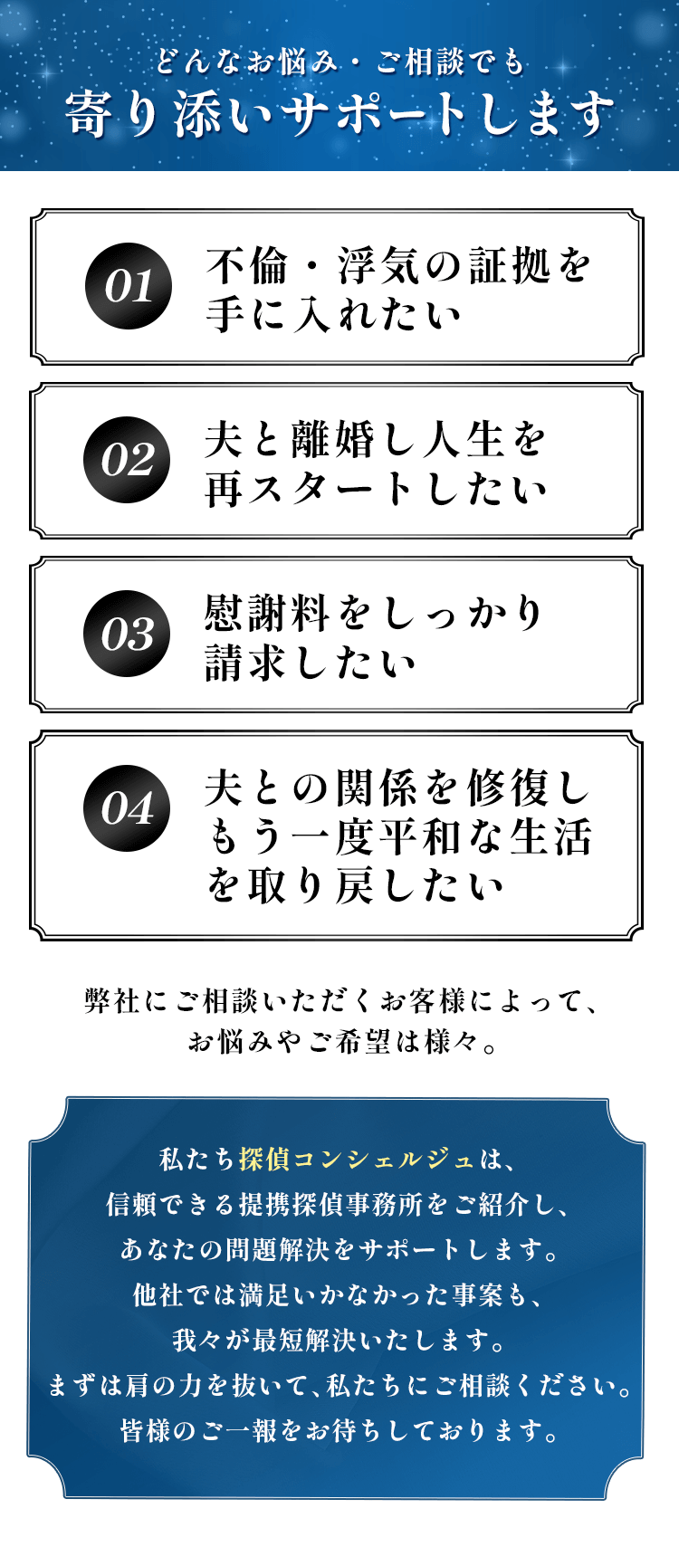 寄り添いサポートします